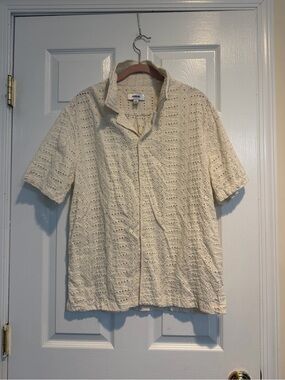 Jason Wu Cream Short-Sleeve Eyelet Button-Down Shirt